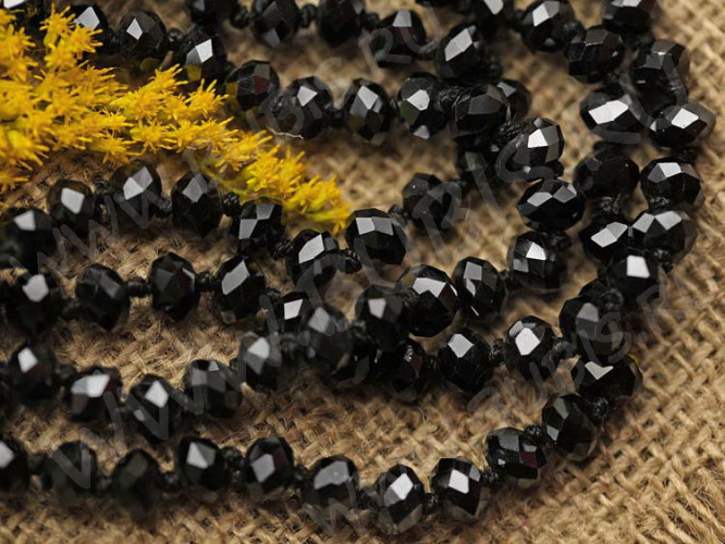 (ОПТ) Бусина кристалл гранёный абакус 8*8*5,5мм чёрный непрозрачный (имитация Сваровски) (НИТЬ)