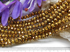 (ОПТ) Бусина Абакус гранёный 6*6*4,5мм Хрусталь т.золотистый непрозрачный (имитация Сваровски) (100шт.)