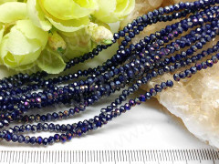 Бусина кристалл гранёный абакус 3*3*2мм стальной т.синий с АВ полупрозрачный (имитация Сваровски) (50шт.)