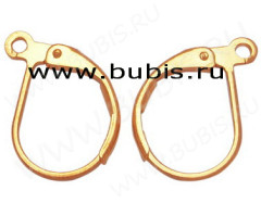 Швензы с французским замком №01 крабики 15*10мм золотистые (Brass) (1 пара)