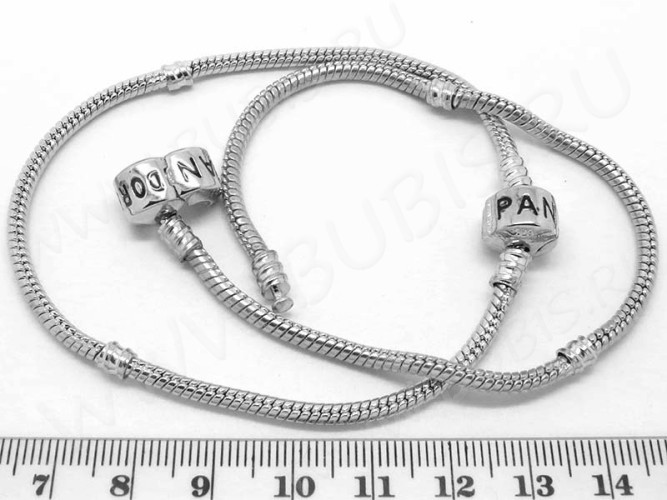 Основа (заготовка) для браслета №51 с замком Пандора 19,5*0,3см цвет платины (Pandora Style)