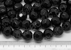 Бусина округлая гранёная 10*10*9,5мм чёрная непрозрачная (стекло)