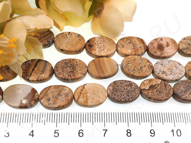 (СКИДКИ!!!) Бусина каменная Овал 65 15*10*4мм Яшма пейзажная натуральная (камни) (10шт.)