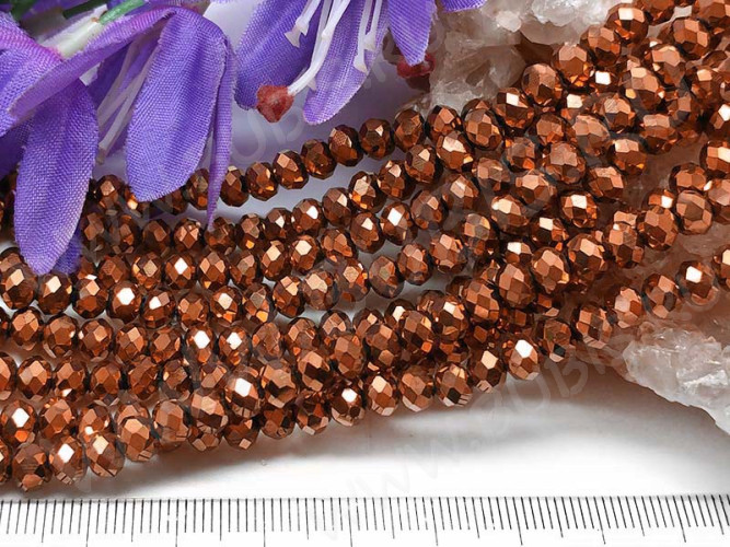 (СКИДКИ!!!) Бусина Абакус гранёный 6*6*4,5мм Хрусталь св.коричневый металлик непрозрачный (имитация Сваровски) (10шт.)