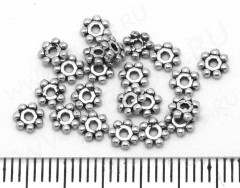 (СКИДКИ!!!) Рондели 040 Дейзи 4*4*1мм античное серебро (литьё) (100шт.)