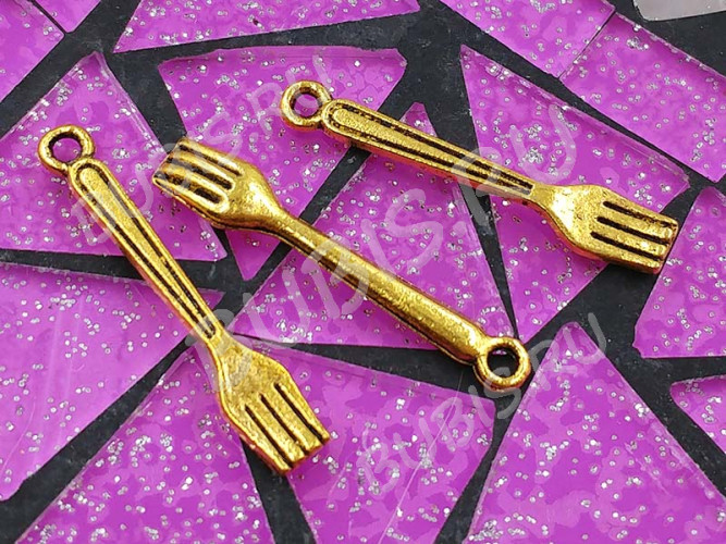 Подвеска Вилка 01 3D 24,5*4,3*1,7мм античное золото (литьё)