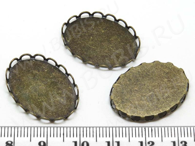Подвеска-сеттинг Овал 36 коннектор (сеттинг 25*18мм) 26*19*2,8мм античная бронза (Brass)