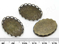 Подвеска-сеттинг Овал 36 коннектор (сеттинг 25*18мм) 26*19*2,8мм античная бронза (Brass)