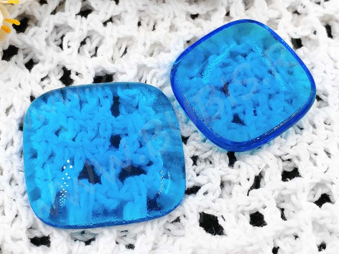 Кабошон Фьюзинг 212 Квадратный 31-36*31-36*8мм Темно-голубой прозрачный