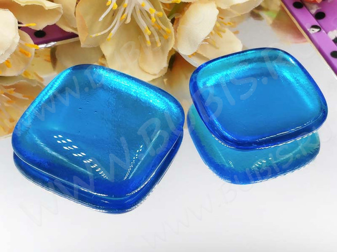 Кабошон Фьюзинг 212 Квадратный 31-36*31-36*8мм Темно-голубой прозрачный