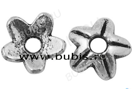(СКИДКИ!!!) 054 Шапочка Цветочек 16 9*3мм античное серебро (литьё) (10шт.)