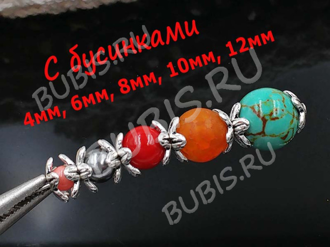 (СКИДКИ!!!) 054 Шапочка Цветочек 16 9*3мм античное серебро (литьё) (10шт.)