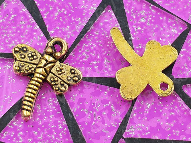 Подвеска Стрекоза 01 18*15*2мм античное золото (литьё)