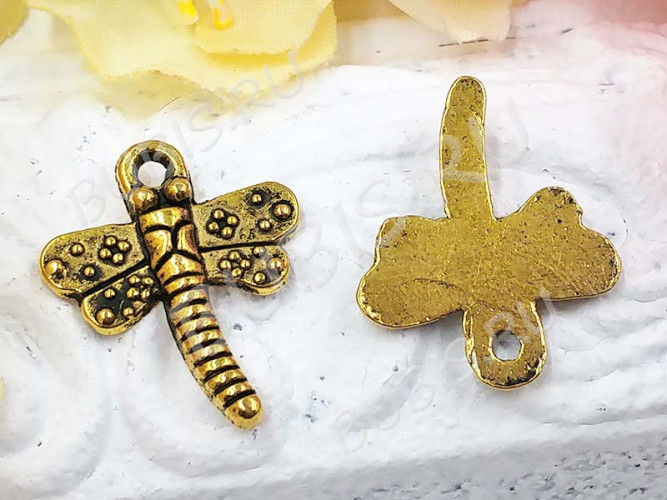 Подвеска Стрекоза 01 18*15*2мм античное золото (литьё)