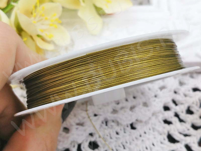 (СКИДКИ!!!) Катушка Ланки №09 0,3мм зеленовато-золотистая (ок.100м)