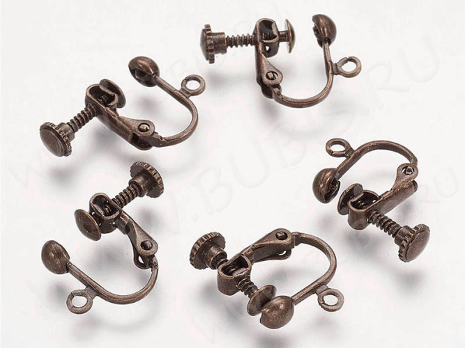 Основы для клипс №10 винтовые 16*13мм тёмная античная бронза (Brass) (1 пара)