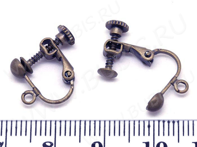 Основы для клипс №10 винтовые 16*13мм тёмная античная бронза (Brass) (1 пара)