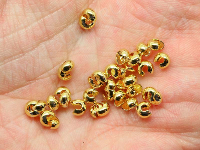 Обжимная бусина 03 маскировочная разъёмная покрывная 3,2*2,2мм золотистая (Brass) (20шт)