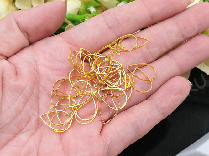 Декоративный элемент 105 Капля рамка контур коннектор 16*11*0,9мм золотистая (Brass) (10шт.)