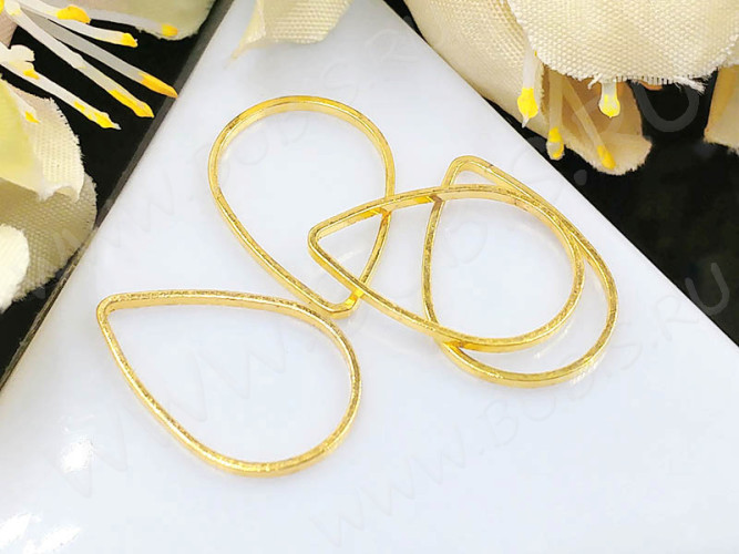 Декоративный элемент 105 Капля рамка контур коннектор 16*11*0,9мм золотистая (Brass) (10шт.)