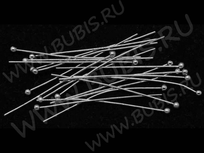 (СКИДКИ!!!) Штифт с ШАРИКОМ 45*0,5мм цвет платины (Brass) (50шт.)