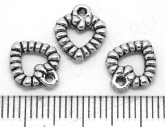 (СКИДКИ!!!) Подвеска Сердечко 01 маленькое 11*9,5*2мм античное серебро (литьё) (10шт.)