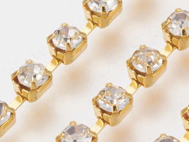 Цепочка C42 СТРАЗОВАЯ 2,6*2,6мм золотистая (Brass) (50см)