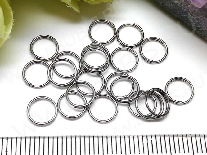 (СКИДКИ!!!) Колечки двойной крутки 7мм цвет платины (Хирургическая ювелирная сталь) (100шт)