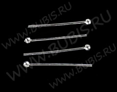 Штифт с ШАРИКОМ 12*0,5мм цвет платины (Brass) (10шт.)