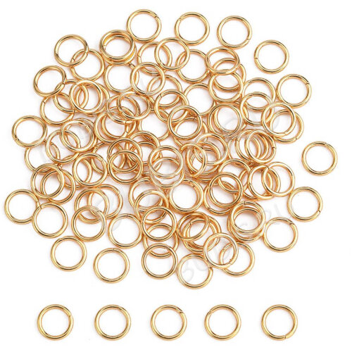 Колечки одинарные 4*0,7мм Real Gold Plated 18K золотистые (Хирургическая сталь) (20шт)