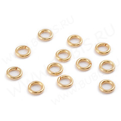 Колечки одинарные 4*0,7мм Real Gold Plated 18K золотистые (Хирургическая сталь) (20шт)