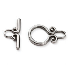 179 Тоггл Завитушки 22*15мм и 21*11мм цвет платины (Хирургическая сталь)