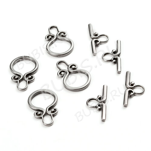 179 Тоггл Завитушки 22*15мм и 21*11мм цвет платины (Хирургическая сталь)