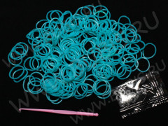 (РАСПРОДАЖА!!!) Набор для плетения браслетов 47 Loom Bands в пакете БИРЮЗОВЫХ непрозрачных (Loom Bands) (200 резинок)