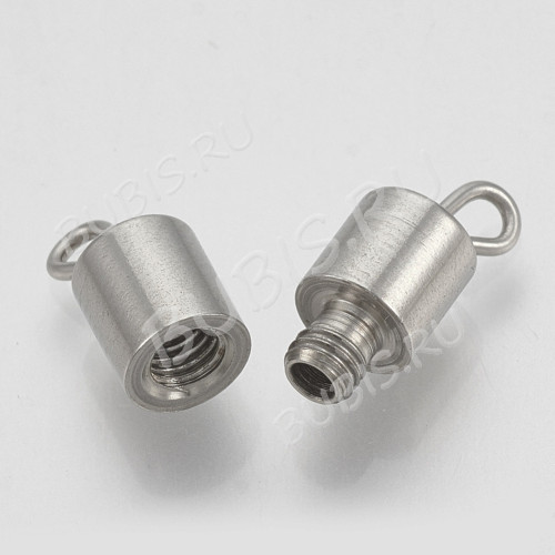 Замочек винтовой 18 с петельками 18*5мм цвет платины (Хирургическая сталь)