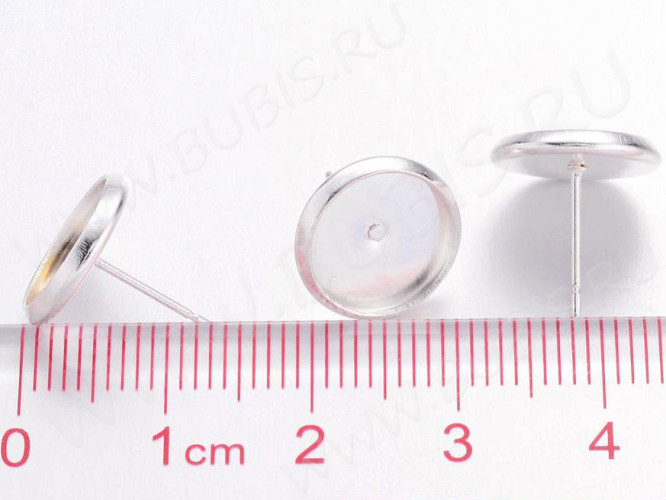 Пуссеты ("гвоздики") №015 с сеттингом 10мм 12,5*12*0,7мм серебристые (Brass) (1 пара)