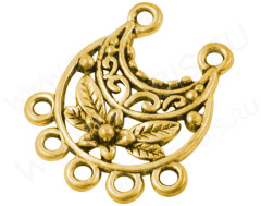 177 Коннектор с цветочком 22,5*20*2мм античное золото (литьё)