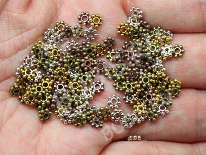 (СКИДКИ!!!) Рондели 034 Дейзи 4,5*4,5*1,3мм МИКС цветов (литьё) (50шт.)