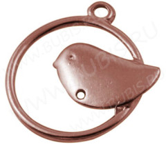 Подвеска Птичка 06 в круге 22*20*2мм античная медь светлая (литьё)