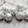 Купить (СКИДКИ!!!) Бусина ажурная 01 "Шарик" 8мм серебристый (Iron) (10шт.) с доставкой по России