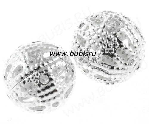 (СКИДКИ!!!) Бусина ажурная 01 "Шарик" 8мм серебристый (Iron) (10шт.)