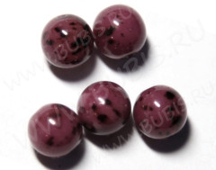 Бусина округлая мраморная 7мм т.бруснично-чёрная непрозрачная (стекло) (10шт.)