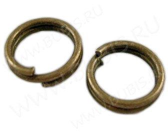 (СКИДКИ!!!) Колечки двойной крутки 6мм античная бронза БЕЗ никеля (100шт.)