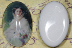 Кабошон стеклянный 16 Овал 30*20*8,5мм рисунок 07 (стекло)