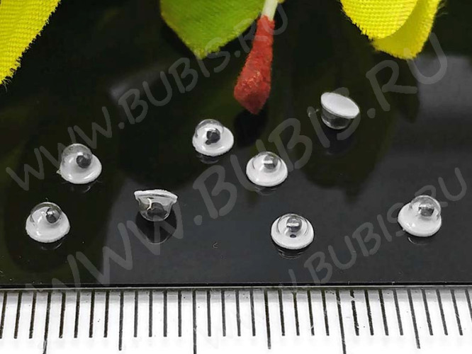 (СКИДКИ!!!) Глазки №01 Округлые с бегающим зрачком 3*3*2мм чёрно-белые (декоративные элементы) (100шт.)