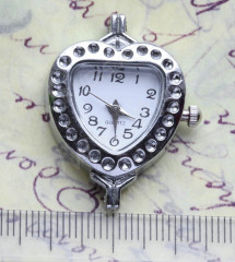 Заготовка для часов 001 Сердце 32*24,5*7,3мм цвет платины+белый