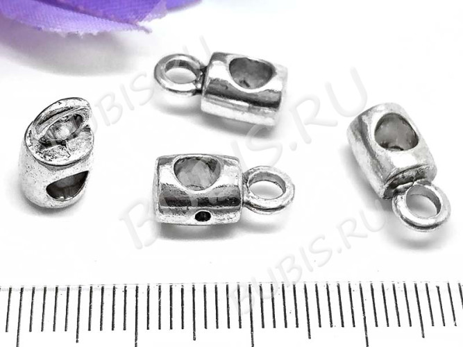 (СКИДКИ!!!) Бусина с петлёй 079 Бейл Трубочка 13*6,5*6мм античное серебро (литьё) (10шт.)