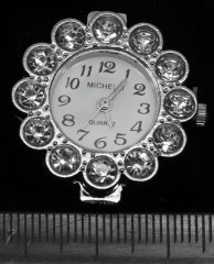 Заготовка для часов 087 округлая 28,5*28,4*7,8мм цвет платины и прозрачные стразы (часы)