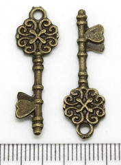 Подвеска Ключик 35 3D 32,9*10,5*1,8мм античная бронза (литьё)