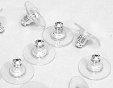 (СКИДКИ!!!) Зажимы для пуссет(гвоздиков) и швенз №03 12*6мм прозрачные+серебристые (Brass) (10 пар)